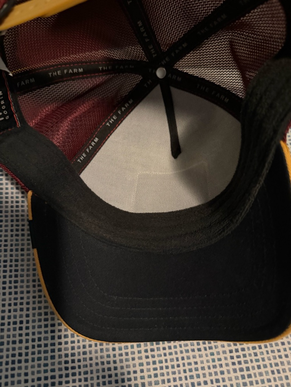 Goorin Bros Two-Tone Trucker Hat - Burgundy & Mustard - Picture 2 of 3